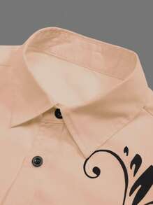 Manfinity Homme Men Plants Print Button Up Shirt - Baby Pink - View 3