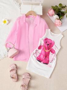 SHEIN Bộ thời trang bé gái - trắng - Xem 4