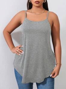 SHEIN LUNE Plus Size Solid Color Basic Camisole Top - Grey - View 4