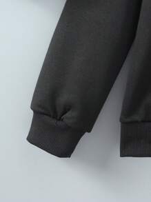 SHEIN 男孩字母圖案運動衫 - 黑色 - 查看 5