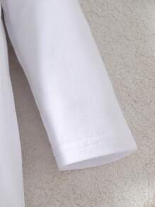 SHEIN Playful Pals Baby Boy Bear Print Footed Jumpsuit & Hat & Bib - White - View 5