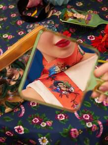 Frida Kahlo X SHEIN 1pc Women Floral Pattern Fashionable Skinny Scarf For Daily Decoration Elegant - Multicolor - View 6