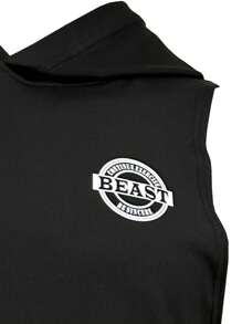 Fitness 男士字母圖案連帽運動背心 - 黑色 - 查看 3