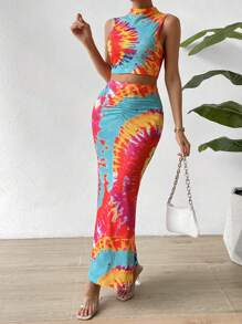 SHEIN Privé Nhuộm buộc Cổ giả Áo ba lỗ & Váy - Nhiều màu - Xem 6