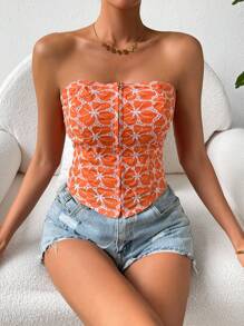 Breezaya In Toàn bộ Dây kéo mặt trước Ống ngọn - trái cam - Xem 3