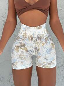 Easithlete 紮染圖案寬腰帶運動短褲 - 彩色 - 查看 1