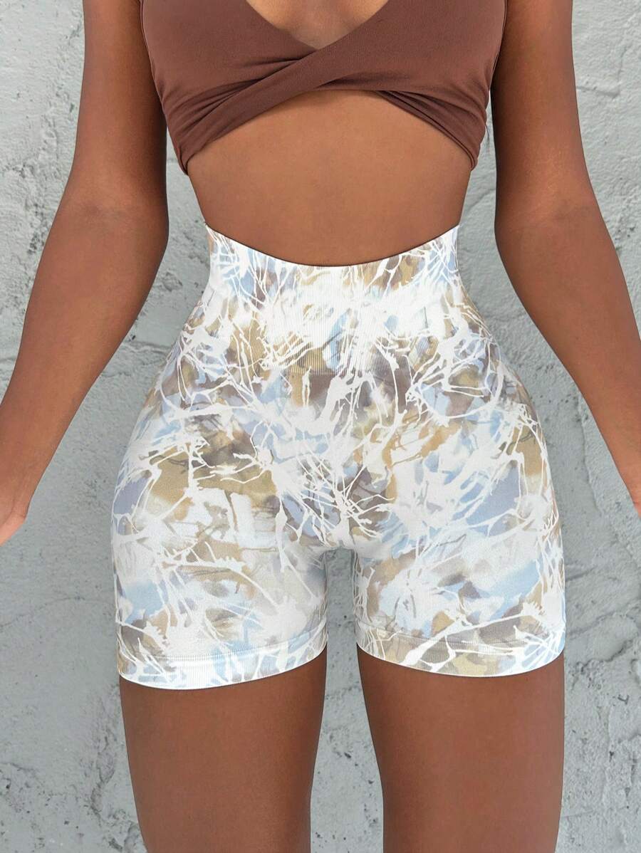 Easithlete 紮染圖案寬腰帶運動短褲 - 彩色 - 查看 1