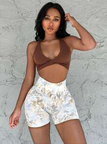 Easithlete 紮染圖案寬腰帶運動短褲 - 彩色 - 查看 4