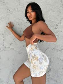 Easithlete 紮染圖案寬腰帶運動短褲 - 彩色 - 查看 5