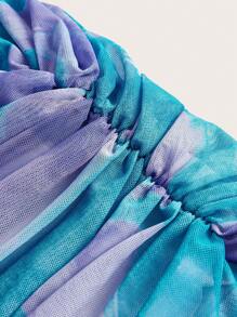 GENKIRA Nhuộm buộc Xù Áo sơ mi - Màu xanh lam - Xem 4