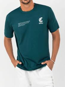 RueChic Men Slogan Graphic Tee & Shorts - Dark Green - View 1