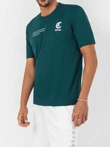 RueChic Men Slogan Graphic Tee & Shorts - Dark Green - View 3