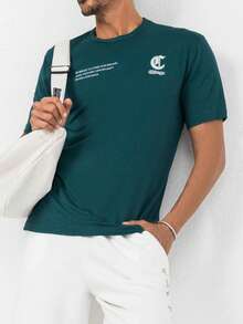 RueChic Men Slogan Graphic Tee & Shorts - Dark Green - View 4