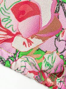 Hauture 印花十字交叉後背繫帶高衩掛脖連衣裙 - 彩色 - 查看 6