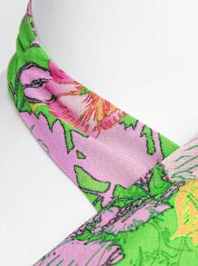 Hauture 印花十字交叉後背繫帶高衩掛脖連衣裙 - 彩色 - 查看 7