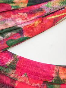 Hauture Floral Print Ruched Tie Backless Dress