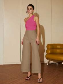 Áo dệt kim nữ Gân đan màu trơn Giải trí - Màu Hồng Tươi - Xem 4