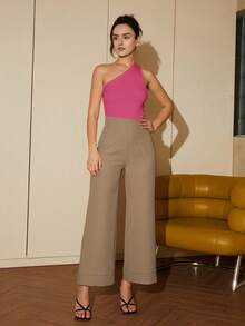 Áo dệt kim nữ Gân đan màu trơn Giải trí - Màu Hồng Tươi - Xem 8