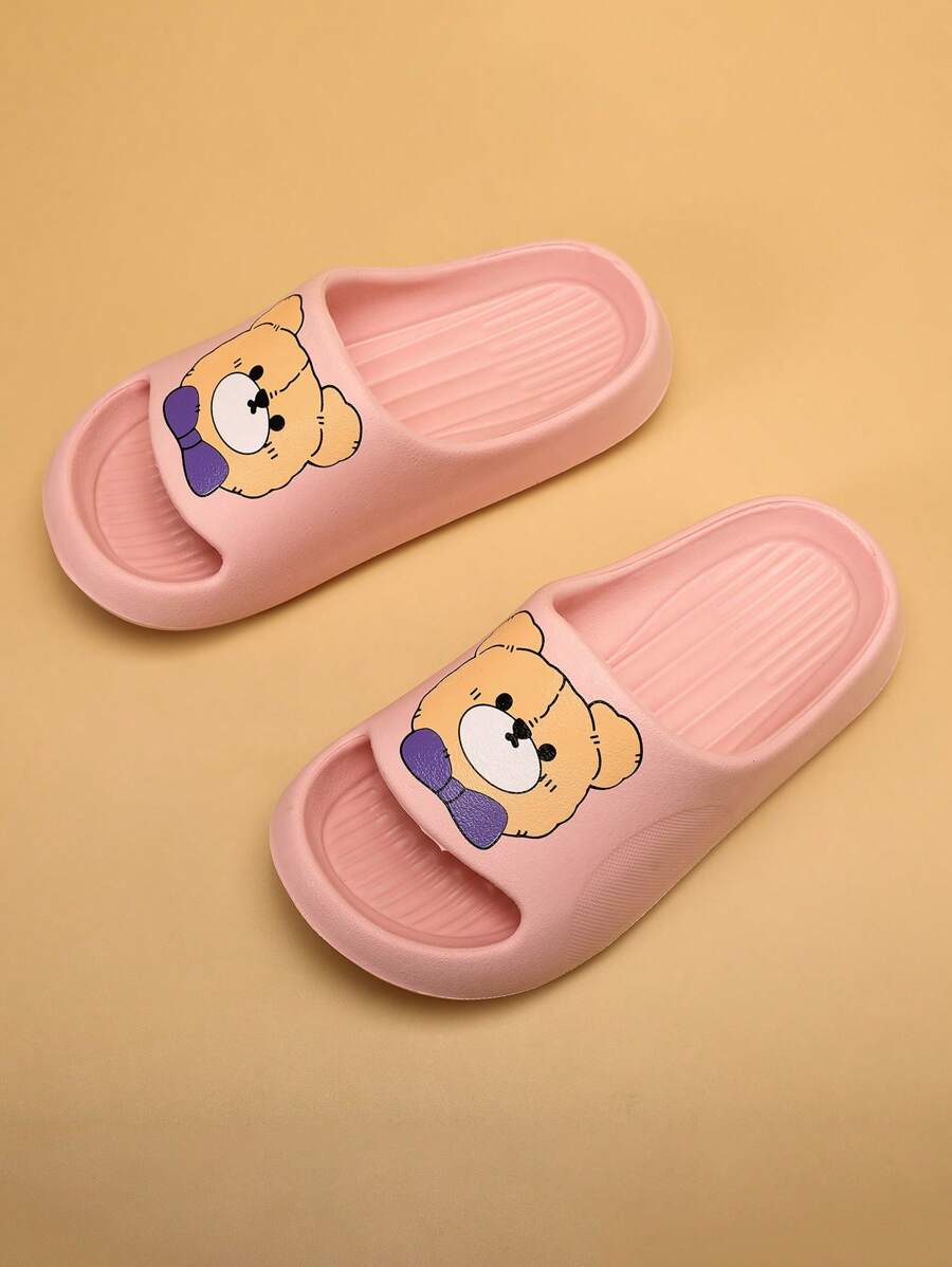 Girls Single Band Bear Pattern Cartoon Cute Slippers Outdoor