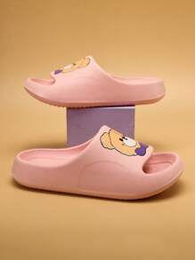 Girls Single Band Bear Pattern Cartoon Cute Slippers Outdoor - Pink - View 9