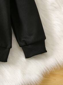 SHEIN 小女孩万圣节印花卫衣 - 黑色 - 查看 3