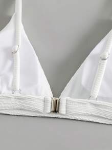 SHEIN Swim Summer Beach Plain Triangle Bikini Top - White - View 5
