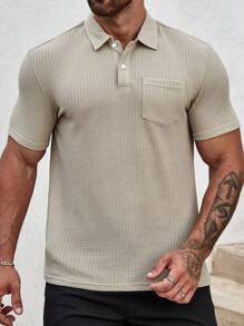 Manfinity Homme Men Solid Pocket Patched Polo Shirt - Grey - View 3