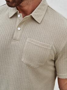 Manfinity Homme Men Solid Pocket Patched Polo Shirt - Grey - View 4