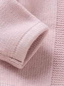 SHEIN Baby Girls' Cardigan & Footed Knit Pants Set