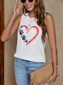 SHEIN LUNE In Trái tim Áo ba lỗ - trắng - Xem 3