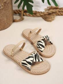 全新夏秋季白色圆头时尚休闲凉鞋，波西米亚风格平底沙滩鞋 - 米色 - 查看 6