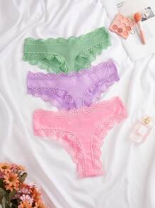 3包蕾絲邊丁字褲