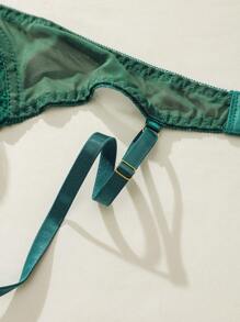 SHEIN Sujetador con aros y encaje de contraste lencería - Verde Oscuro - Ver 4
