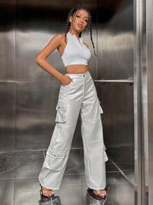 SHEIN SXY Flap Pocket Side Cargo Trousers