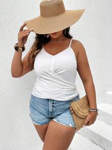 SHEIN LUNE Hơn Chất rắn Cami ngọn - trắng - Xem 2