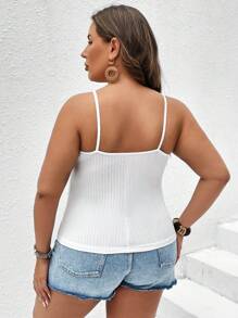 SHEIN LUNE Hơn Chất rắn Cami ngọn - trắng - Xem 3