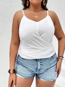 SHEIN LUNE Hơn Chất rắn Cami ngọn - trắng - Xem 5