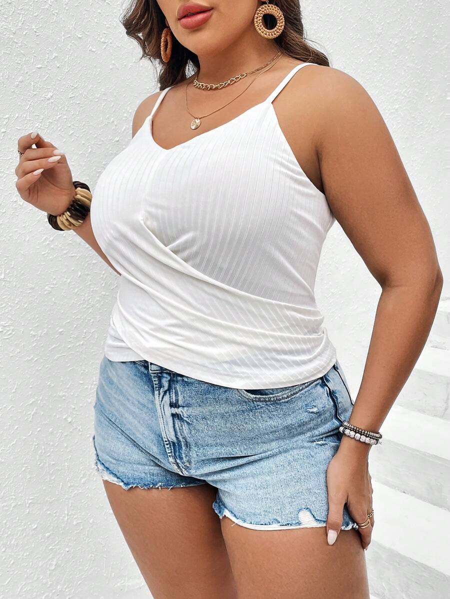 SHEIN LUNE Hơn Chất rắn Cami ngọn - trắng - Xem 1