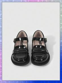 女孩搭扣裝飾學院瑪麗珍平底鞋適用於戶外