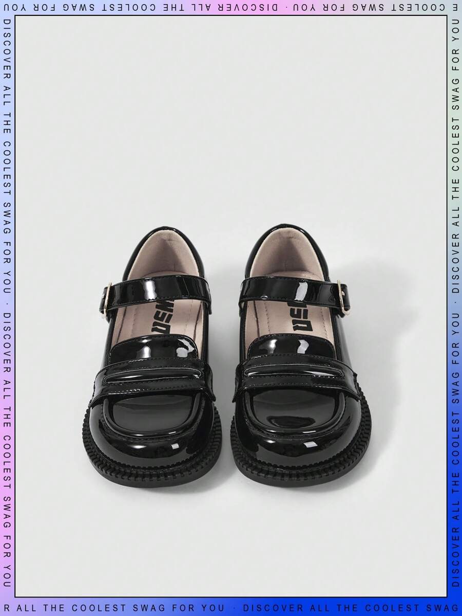 女孩搭扣裝飾學院瑪麗珍平底鞋適用於戶外