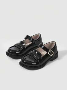 女孩搭扣裝飾學院瑪麗珍平底鞋適用於戶外