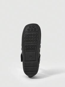 女孩蝴蝶結裝飾貝殼邊方頭公主瑪麗珍平底鞋適用於戶外 - 黑與白 - 查看 9