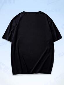 ROMWE MEN Anime Playera Gráfica De Figura De Para Hombres - Negro - Ver 2