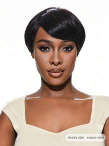 6inch Short Pixie Cut Wig With Bangs For Women With Side Bangs Natural Straight Human Hair - SNatural - View 2