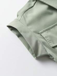 Jumpsuit bé gái Túi Nút phía trước màu trơn Giải trí - màu xanh lá - Xem 4