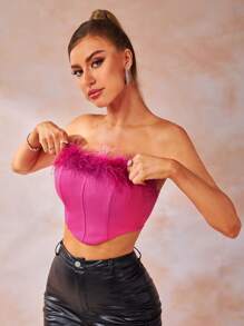 Allurite Trang trí Fuzzy Ống ngọn - Màu Hồng Tươi - Xem 1