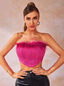 Allurite Trang trí Fuzzy Ống ngọn - Màu Hồng Tươi - Xem 4