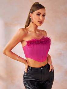 Allurite Trang trí Fuzzy Ống ngọn - Màu Hồng Tươi - Xem 5