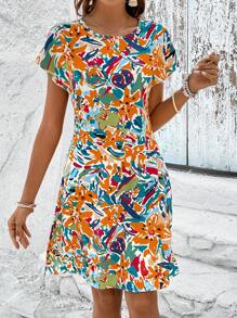 SHEIN LUNE In Toàn bộ tay cánh Đầm Tunic - Nhiều màu - Xem 3