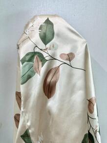 花卉印花缎面吊带背心和裤子睡衣套装/睡衣套装 - 杏色 - 查看 7